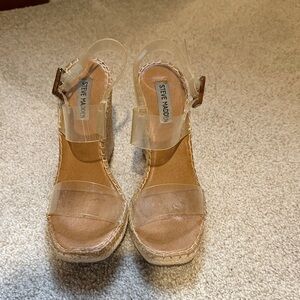 Steve Madden Transparent Strap Tan Espadrilles